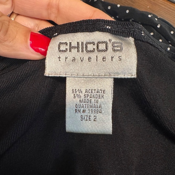 Chico’s Travelers Women's Black Polka Dot Stretch Tank Top Size 2 - US Large - Picture 3 of 3
